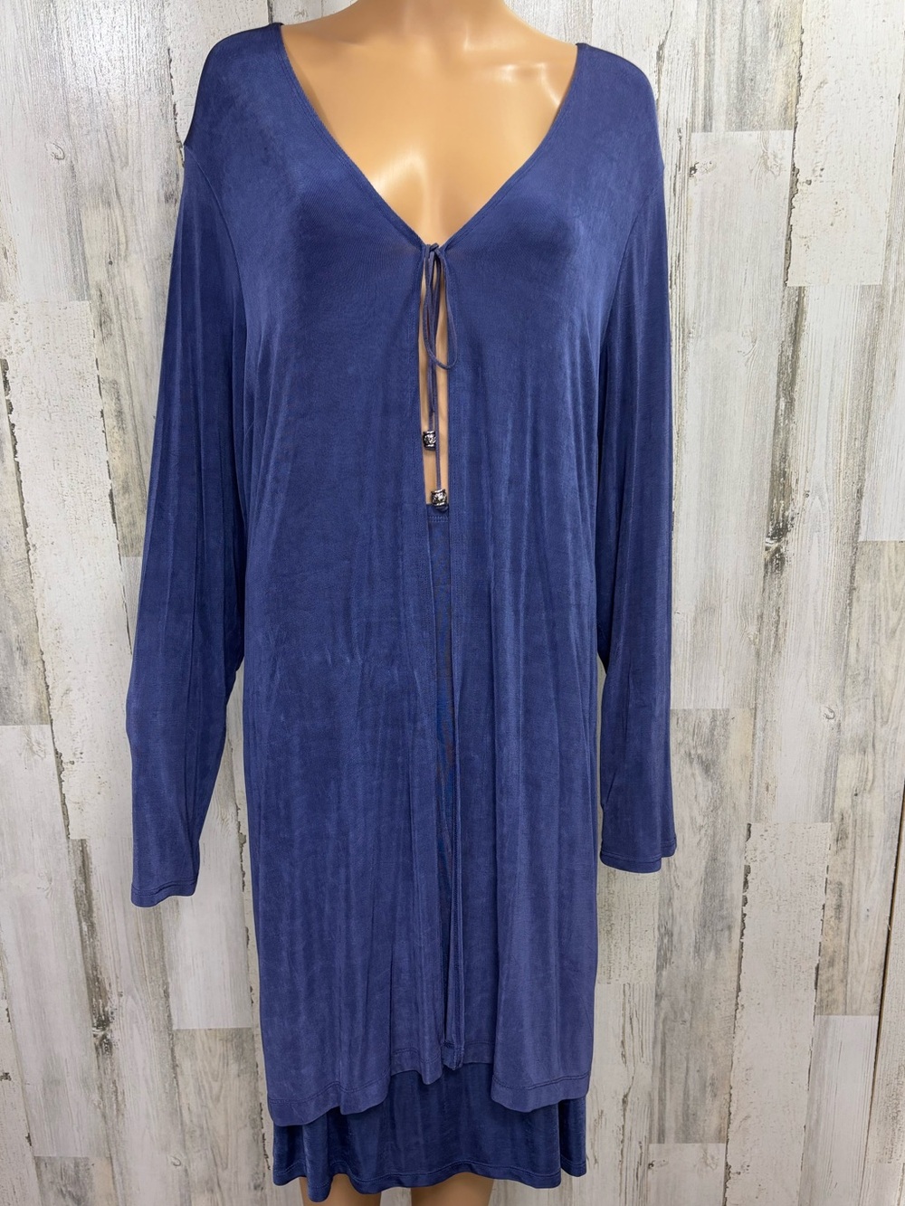 Citiknits Vintage Slinky Ribbed Blue Tunic‎ Jacket and Skirt Set